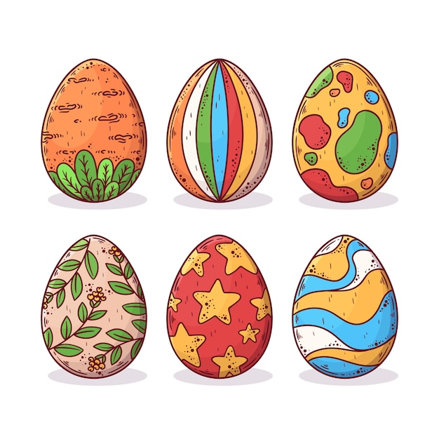 Colecci N De Huevos De Pascua Dibujados A Mano Vector Gratis