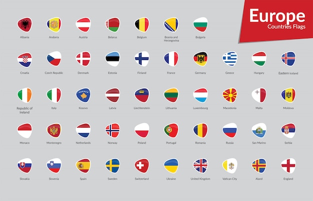 Colección de iconos de las banderas de los países europeos | Vector Premium