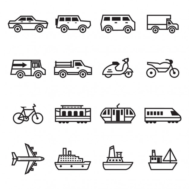 Colección De Iconos De Transporte Vector Gratis 3281