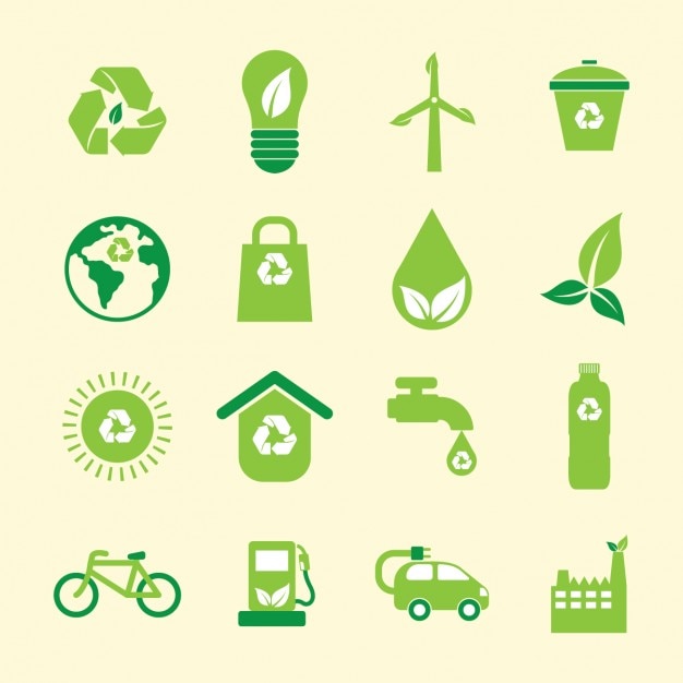 Colecci N De Iconos Verdes De Medio Ambiente Vector Gratis