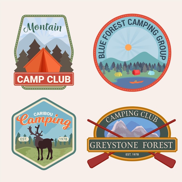 Colección De Insignias Vintage Para Camping Y Aventuras Vector Premium 3195