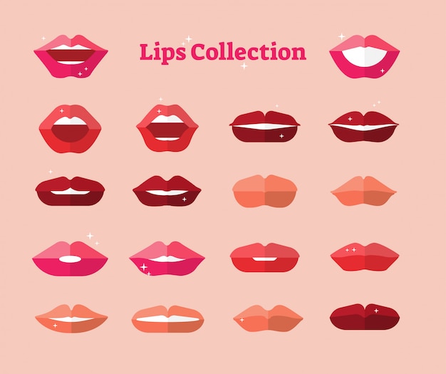 Colección de labios mujer vector plano Vector Premium