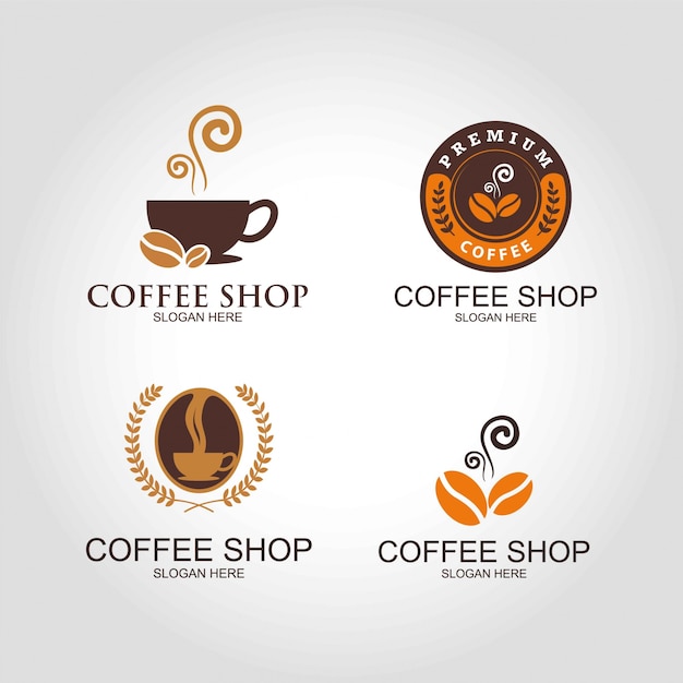 Colección De Logo De Cafetería Vector Premium