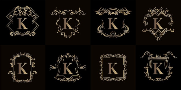 Colección De Logo Inicial K Con Adorno De Lujo Vector Premium