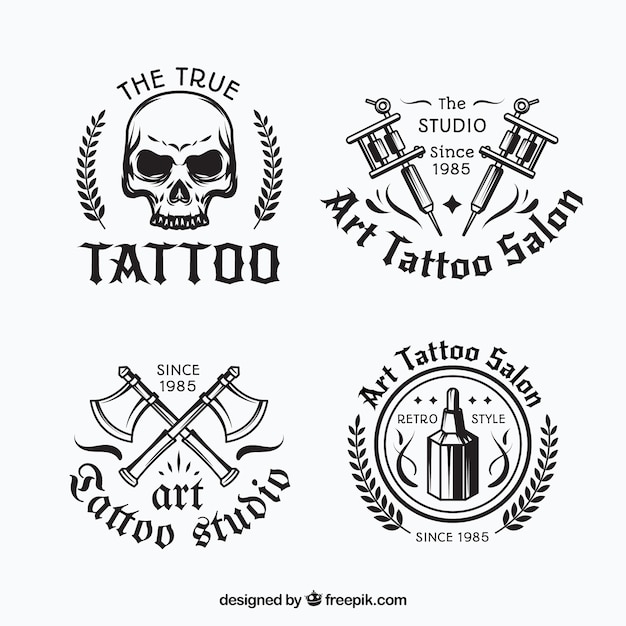 Colección De Logo De Tatuajes En Blanco Y Negro Descargar Vectores