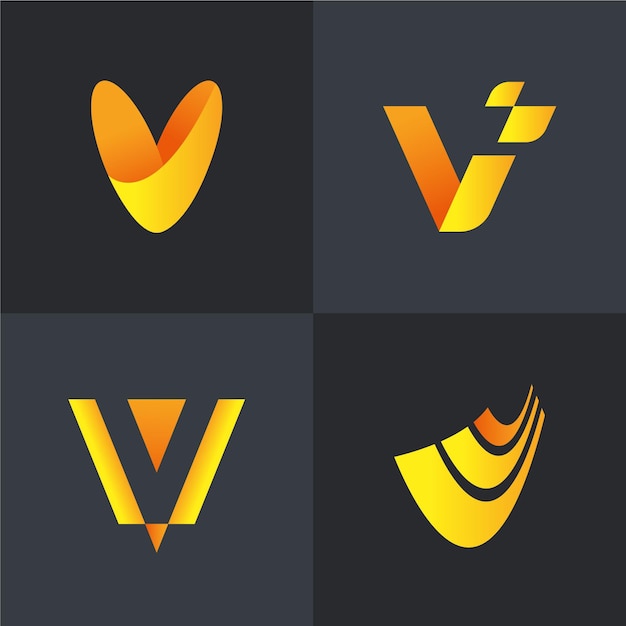 Colección De Logo V Vector Premium