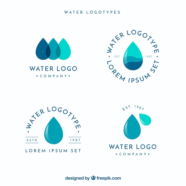 Coleccion De Logos De Agua Para Empresas En Estilo Plano Vector