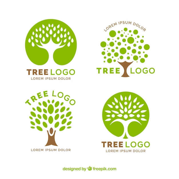 Colección De Logos De árbol En Estilo Plano | Vector Gratis