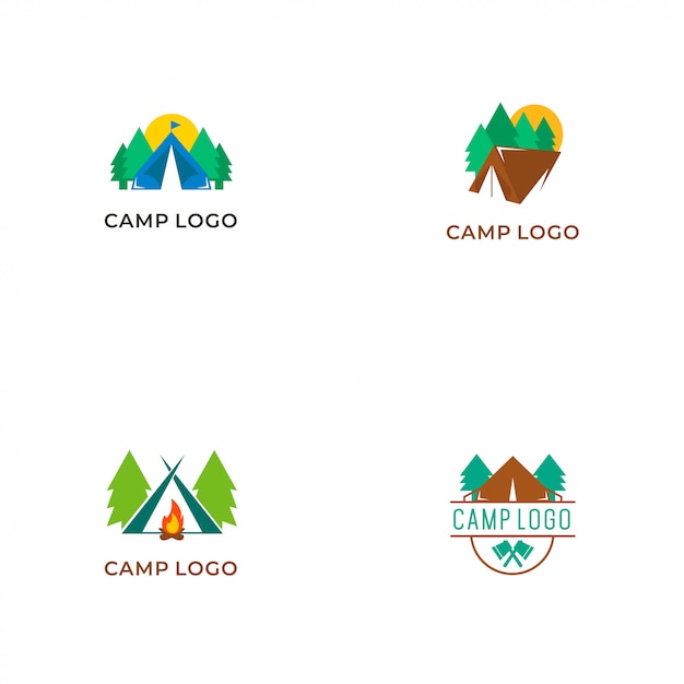 Colección De Logos De Campamentos Vector Premium 2684