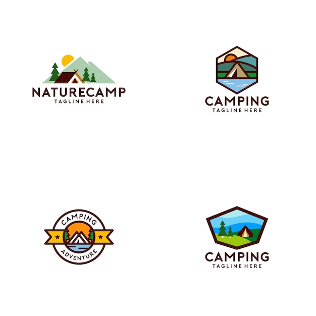 Colección De Logos De Campamentos Vector Premium 9236