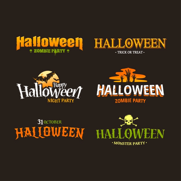 Colección De Logos De Halloween Vector Premium