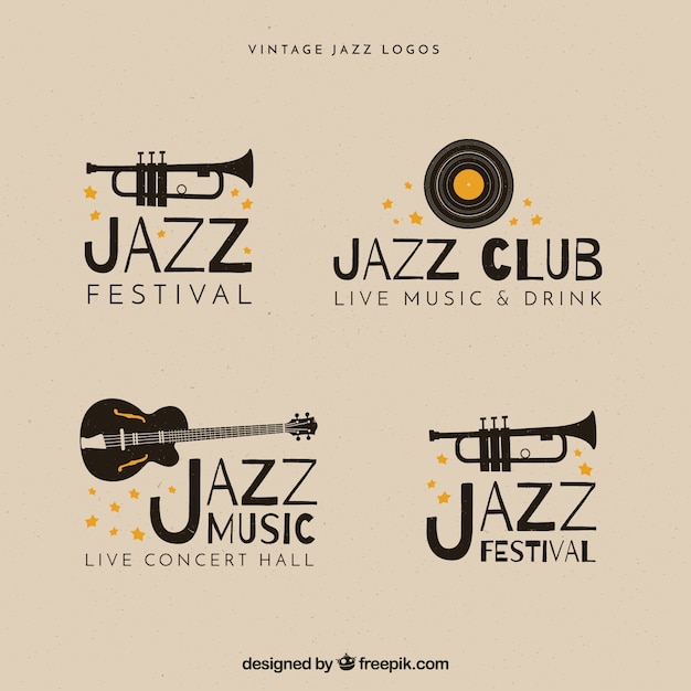 Colección De Logos De Jazz Con Estilo Vintage Vector Gratis