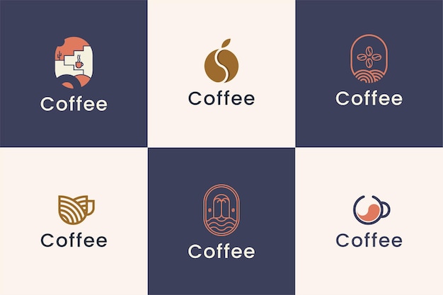 Colección De Logos Modernos De Cafetería Vector Gratis Vector Premium