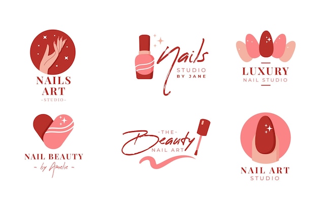 Download Colección de logos de nail art studio | Vector Premium