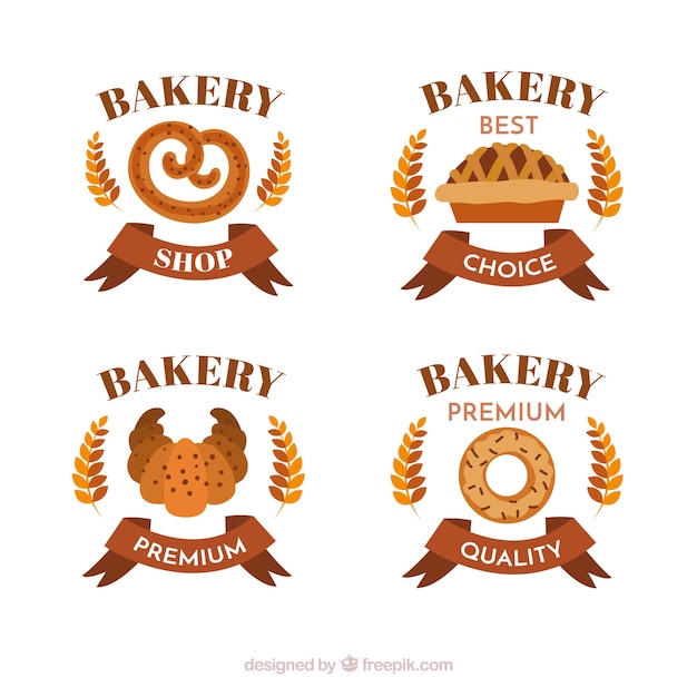 Colección de logos de panadería en estilo plano | Vector Gratis