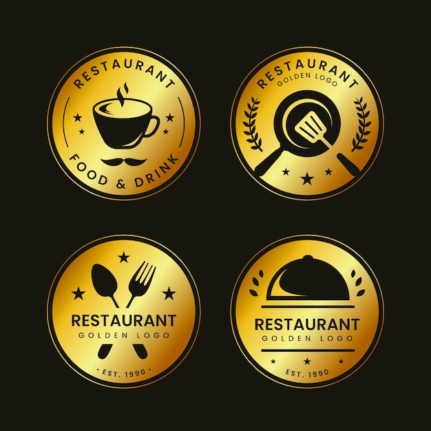 Colecci N De Logos De Restaurante Retro Dorado Vector Gratis