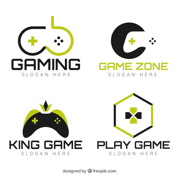 Colección de logos de videojuegos con diseño plano ...