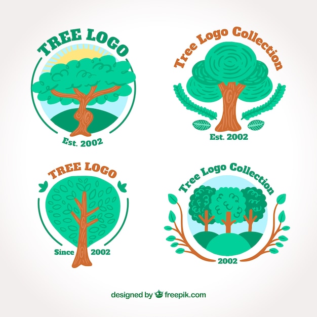 Colección de logotipos de arboles | Vector Gratis