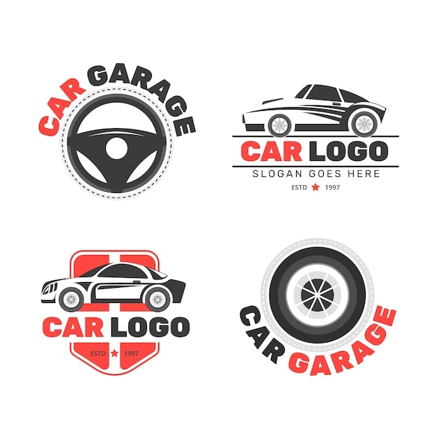 Colección de logotipos de autos planos | Vector Premium