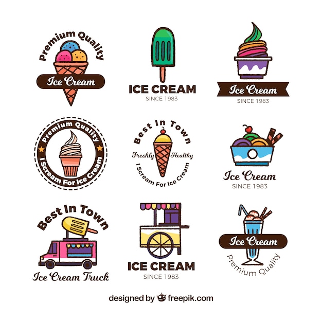 Plantilla De Logotipo De Helado Logotipo De Helado Dibujado A Mano