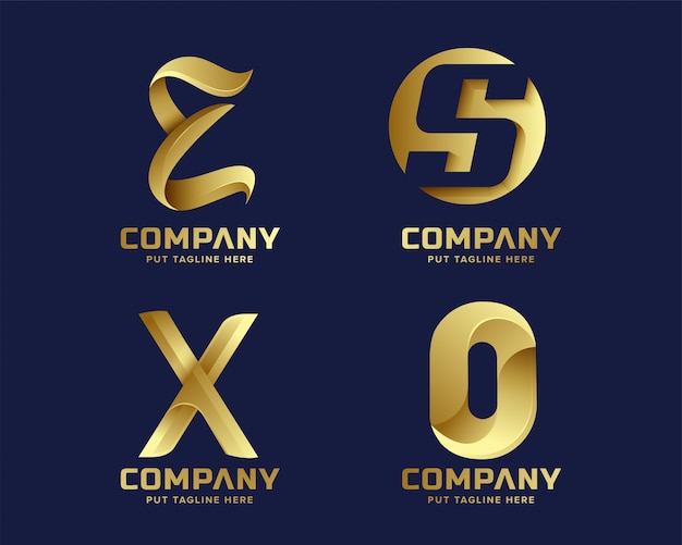 Colección de logotipos iniciales de letras doradas creativas Vector Premium