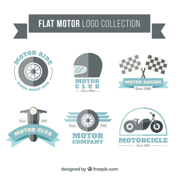 Colección De Logotipos De Motor Estilo Plano Descargar Vectores Gratis