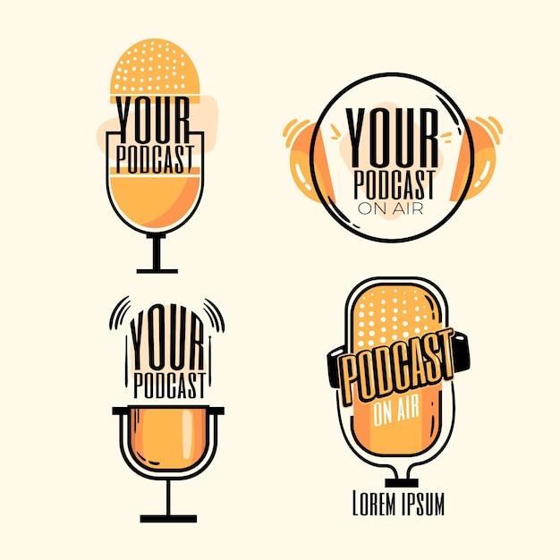 Colección De Logotipos De Podcast Detallados Vector Gratis 