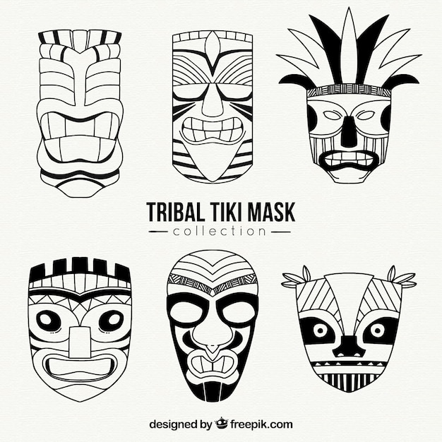 Colección máscaras tribales de tiki Descargar Vectores gratis