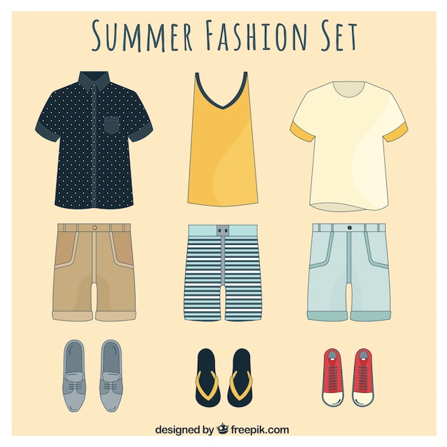 Colección de moda de verano estilosa para hombres | Vector Gratis