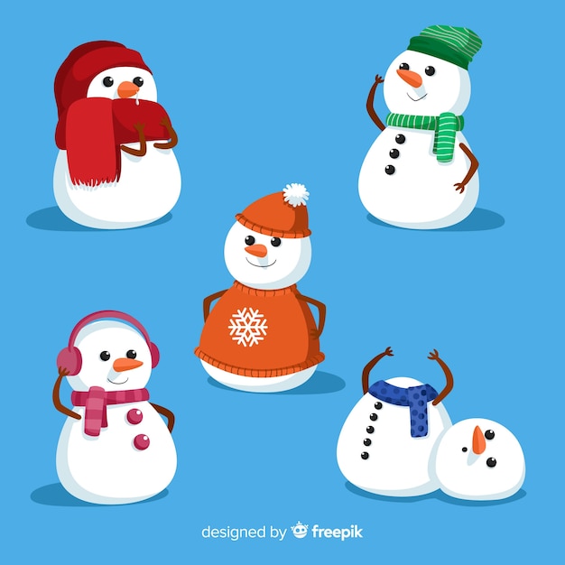 Coleccion Munecos De Nieve Monos Vector Gratis