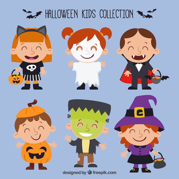 Colección de niños de halloween | Vector Gratis