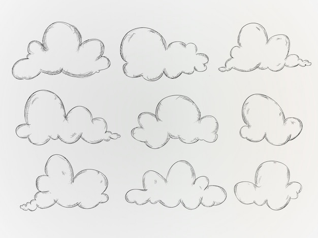 Colección De Nubes Dibujadas A Mano | Vector Gratis