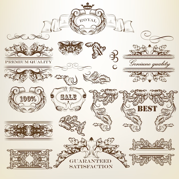 Colección De Ornamentos Decorativos Vector Premium 2205