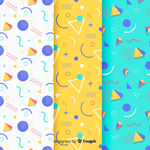 Colección de patrones de triángulos de memphis vector gratuito