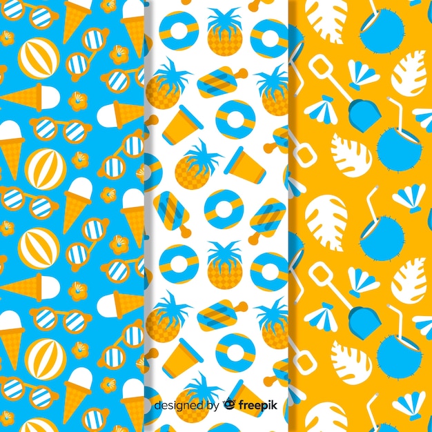 Colección de patrones de verano en estilo flat vector gratuito