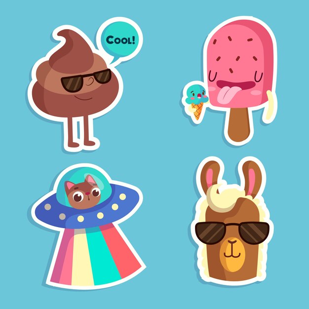 Colecci N De Pegatinas Divertidas Dibujadas A Mano Vector Gratis