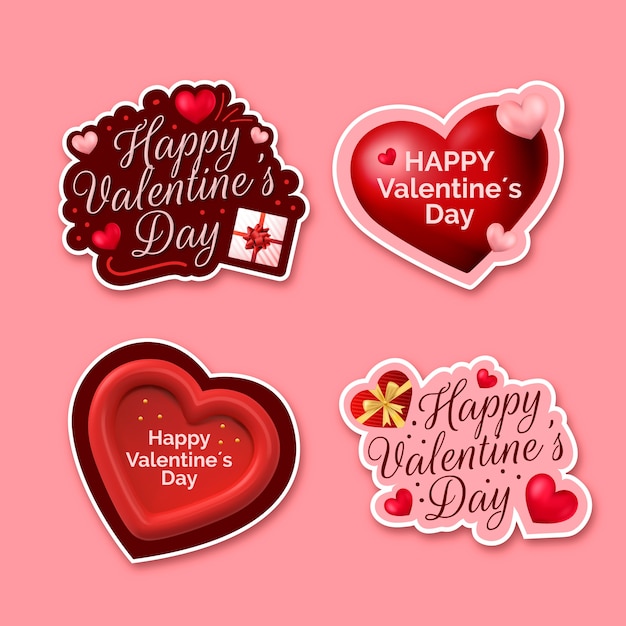 Colección De Pegatinas Realistas Del Día De San Valentín Vector Gratis 6940