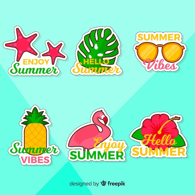 Colección De Pegatinas De Verano Coloridas Dibujadas A Mano Vector Gratis 9540