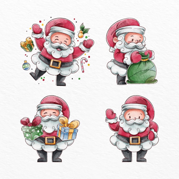 Colecci N De Personajes De Acuarela De Santa Claus Vector Gratis