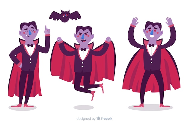 Colección De Personajes Vampiros En Diseño Plano Vector Gratis 2304