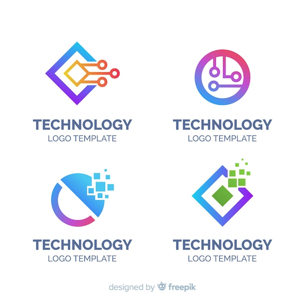 Colección Plana Logos Tecnología Vector Gratis