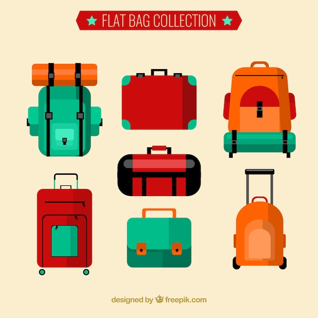 Colección Plana De Mochilas Y Maletas | Vector Gratis