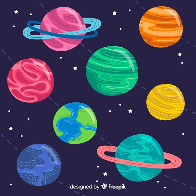 Colección planeta dibujado a mano Vector Gratis