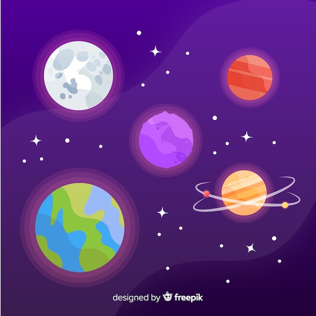 Colección De Planetas Dibujados A Mano Vector Gratis 7994