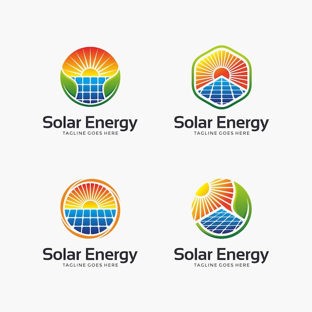 Colección De Plantilla De Diseño De Logotipo De Energía Solar Moderna Abstracta Vector Premium 8454