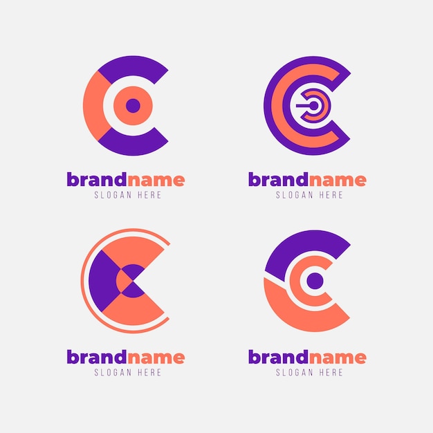 Colección de plantillas de logotipo de diseño plano c | Vector Gratis