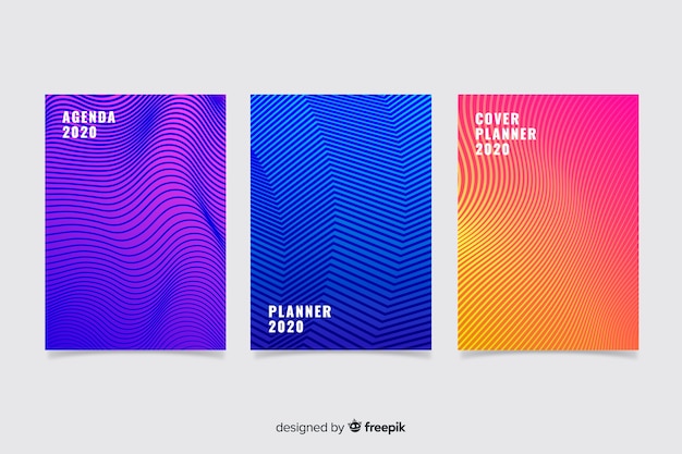 Colección de portada abstracta colorida vector gratuito