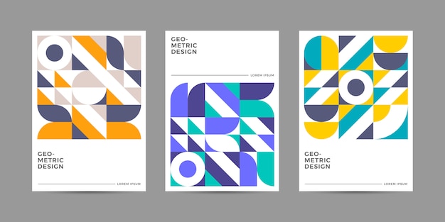 Colección de portadas geométricas retro Vector Premium