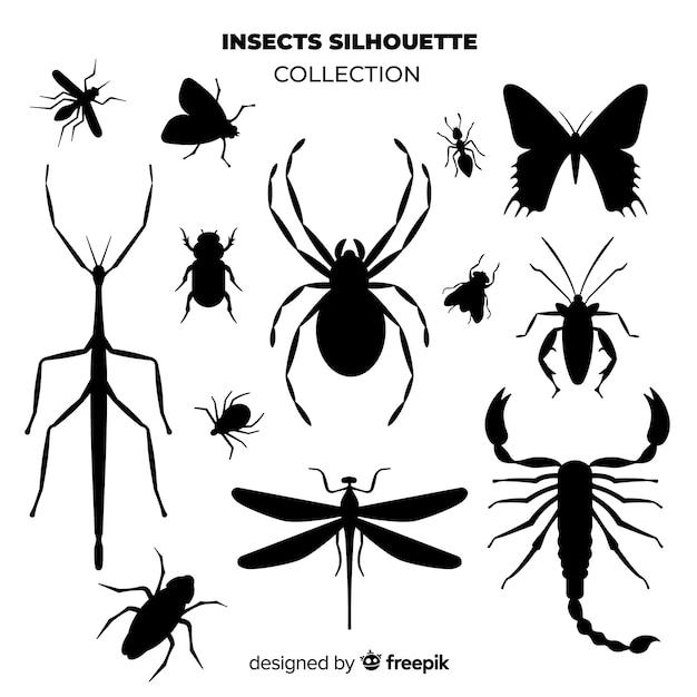 Colección siluetas insectos Vector Gratis