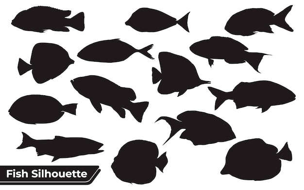 Colecci N De Siluetas De Peces Vector Premium